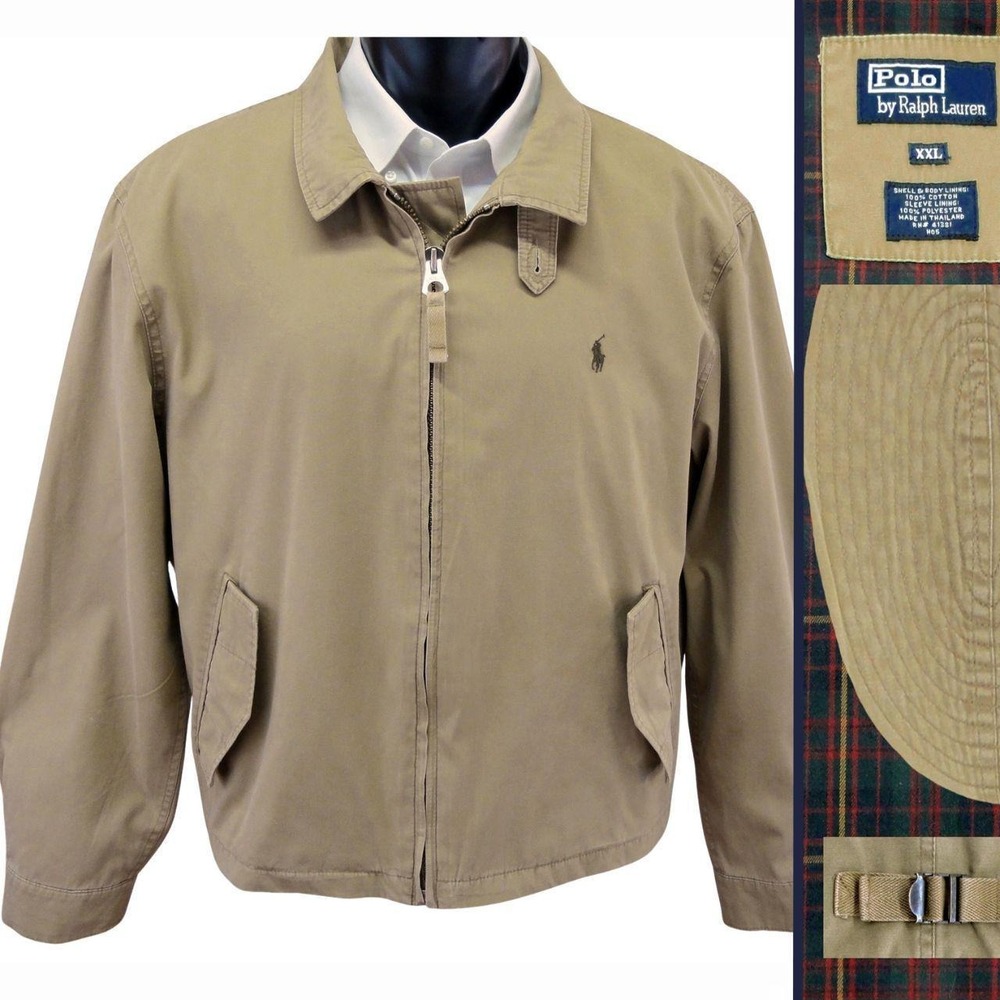 Vintage Polo Ralph Lauren Bi-Swing Jacket Khaki Men's Size XXL RARE Details